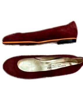 Andrea Carrano Handmade Italian Shoes Baby Ballet Flats Red Suede size 8.5